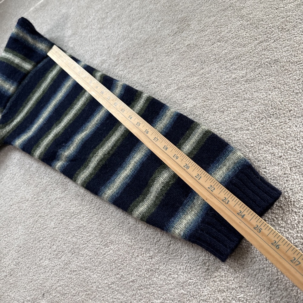 VTG J Crew 100% Wool Striped Sweater Men's XL 90s Preppy Indie Blue - Picture 7 of 7